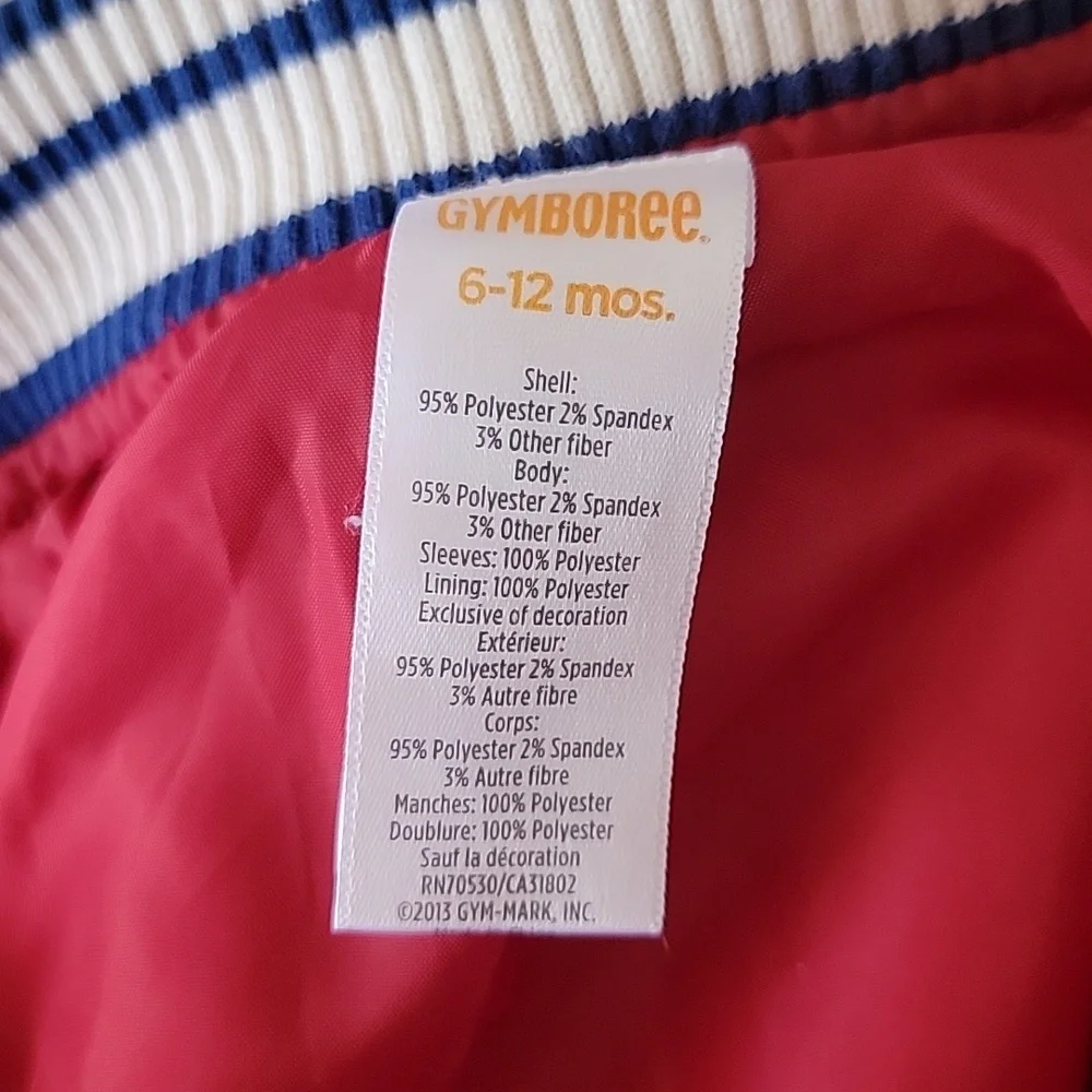 GYMBOREE BABY BOYS STADIUM JACKET LETTER 6 9 12 MONTHS COAT